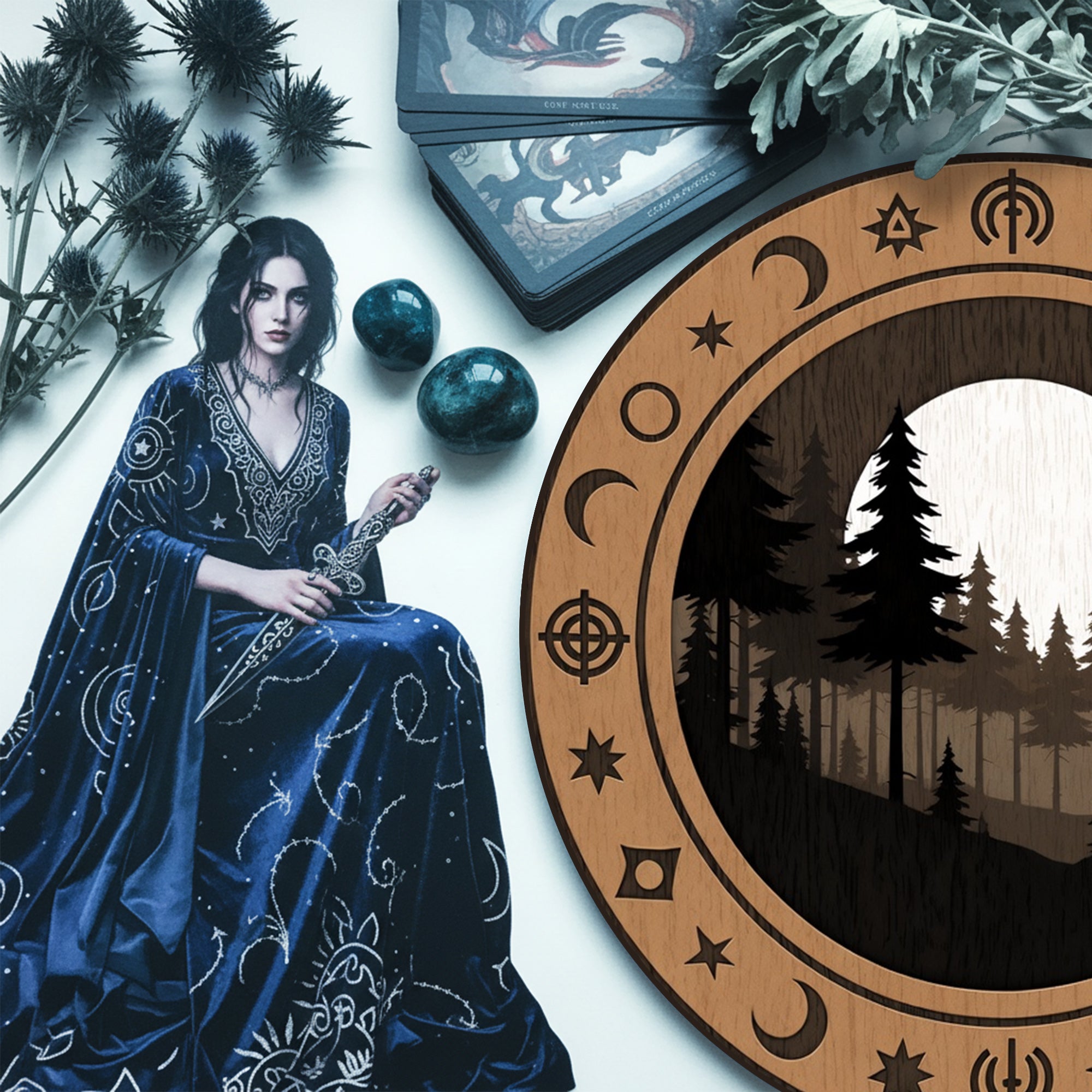 Forest Wheel of the Year Pagan Moon Calendar Wall Art