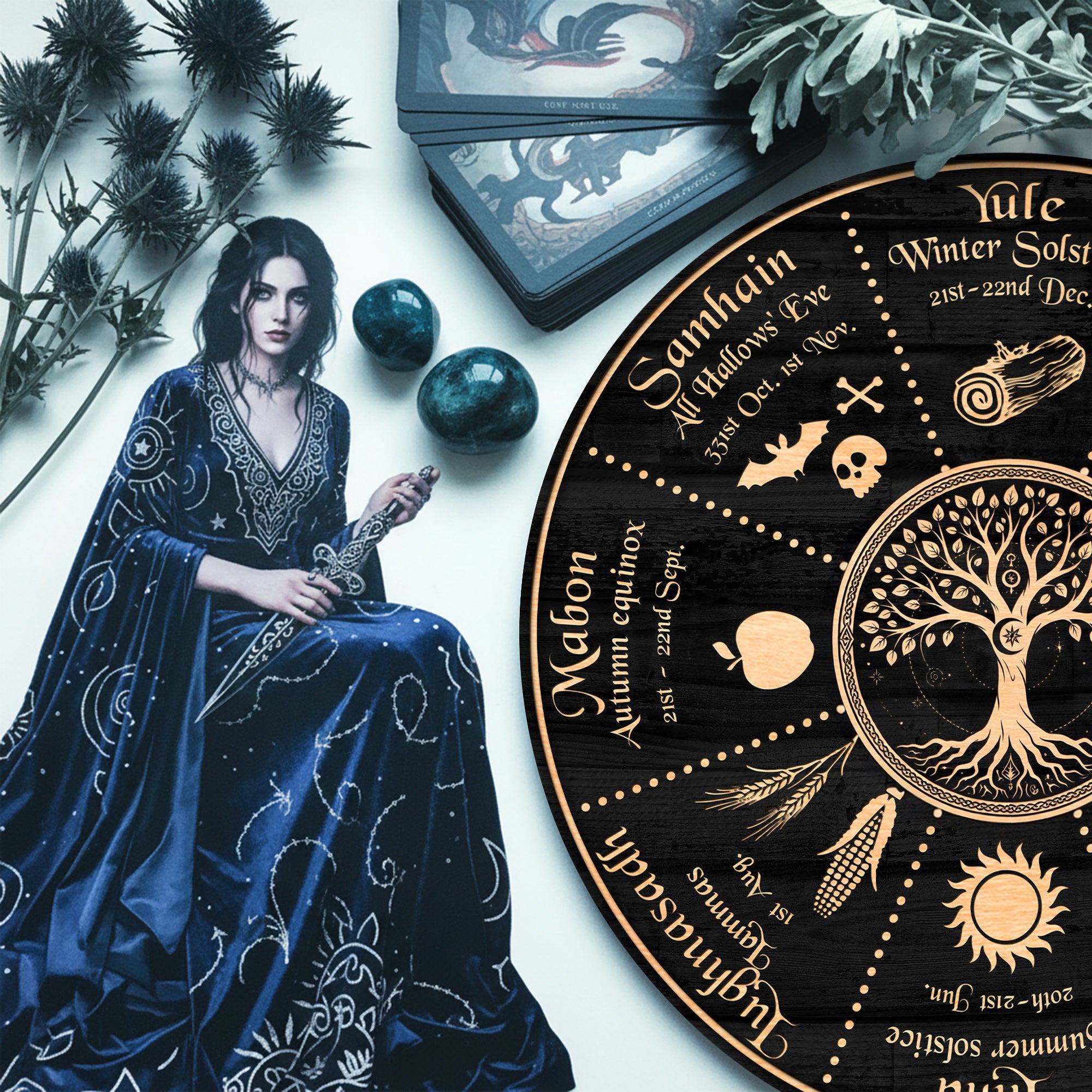 Tree Symbol Wheel of the Year Wooden Pagan Wall Decor