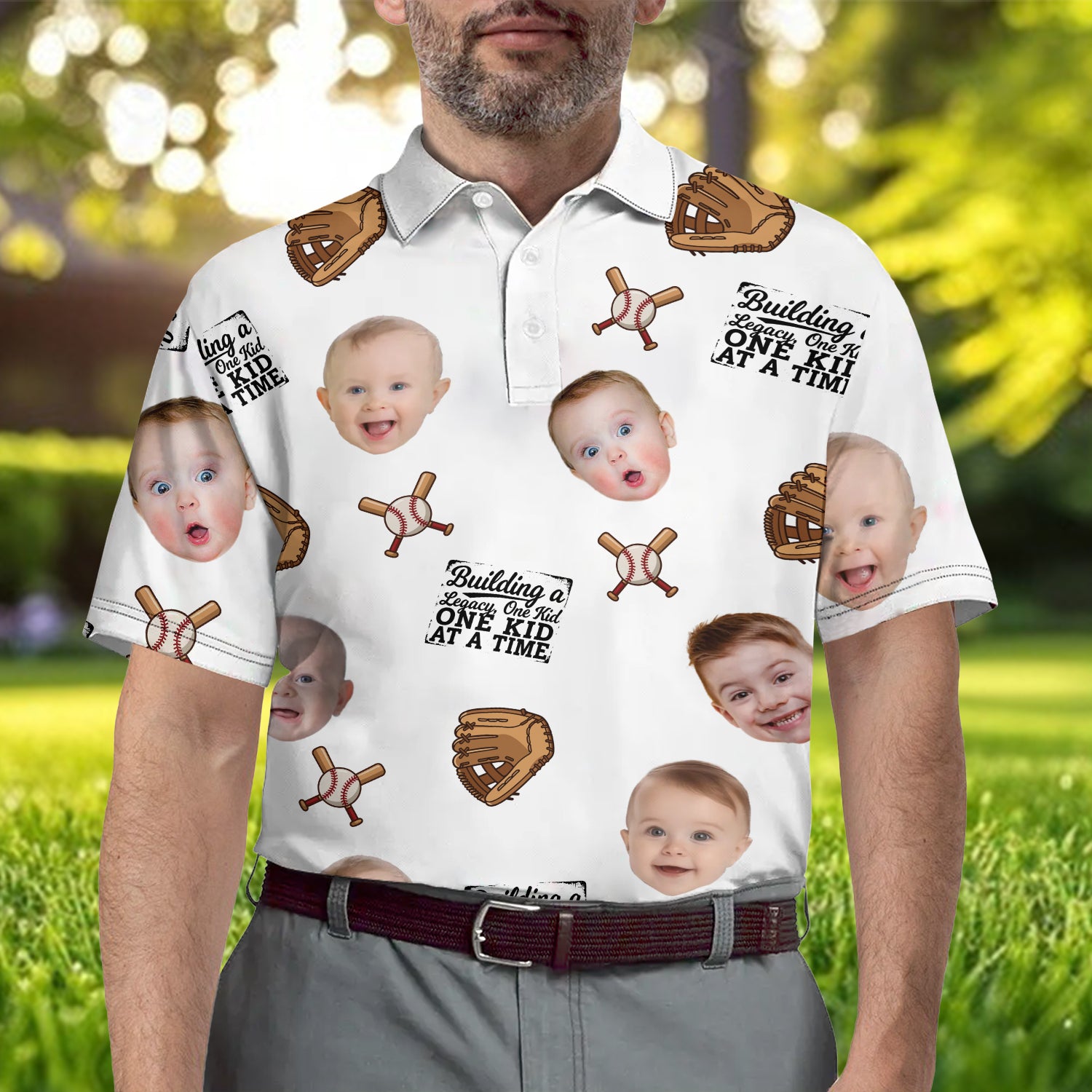 Building a Legacy, One Kid at a Time - Personalized Photo Polo Shirt - Gift For Dad