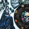 Floral Skull Wheel of the Year Wooden Gothic Wall Art