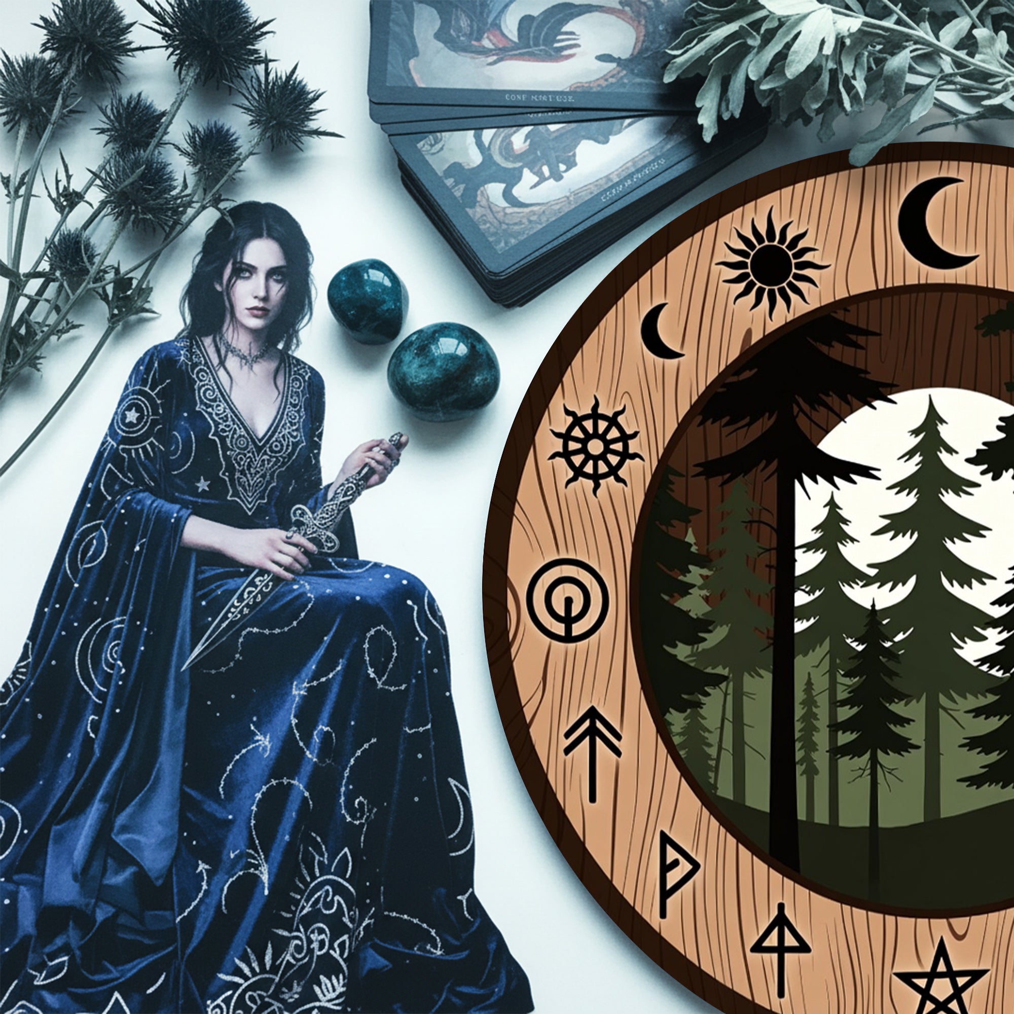 Forest Wheel of the Year Wooden Pagan Nature Wall Decor