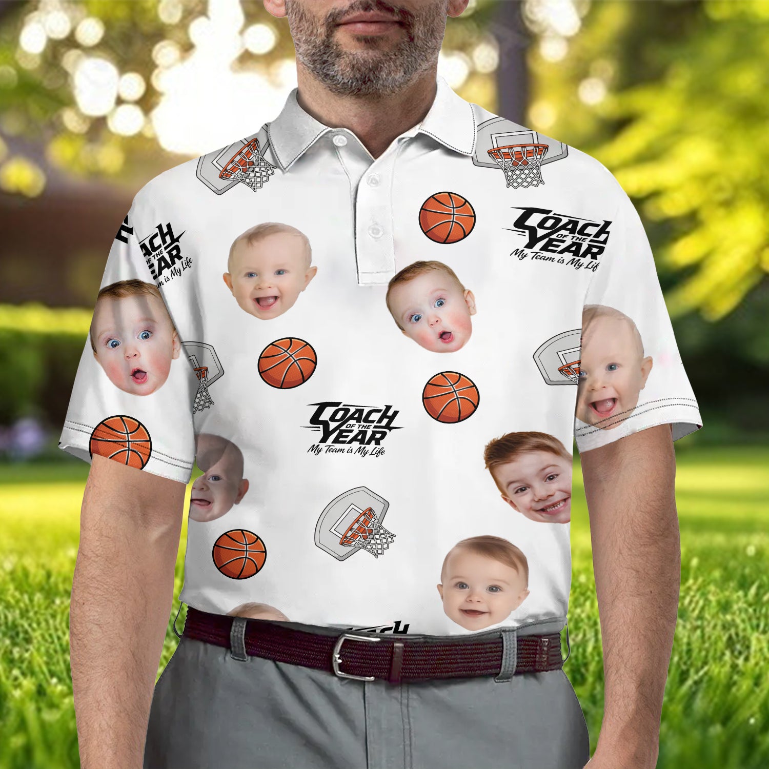 Coach of the Year – My Team is My Life - Personalized Photo Polo Shirt - Gift For Dad