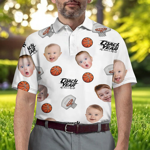 Coach of the Year – My Team is My Life - Personalized Photo Polo Shirt - Gift For Dad