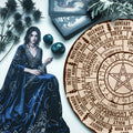 Pentagram Engraved Wheel of the Year Wooden Wiccan Art