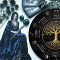Black Gold Tree Wheel of the Year Wooden Pagan Wall Art