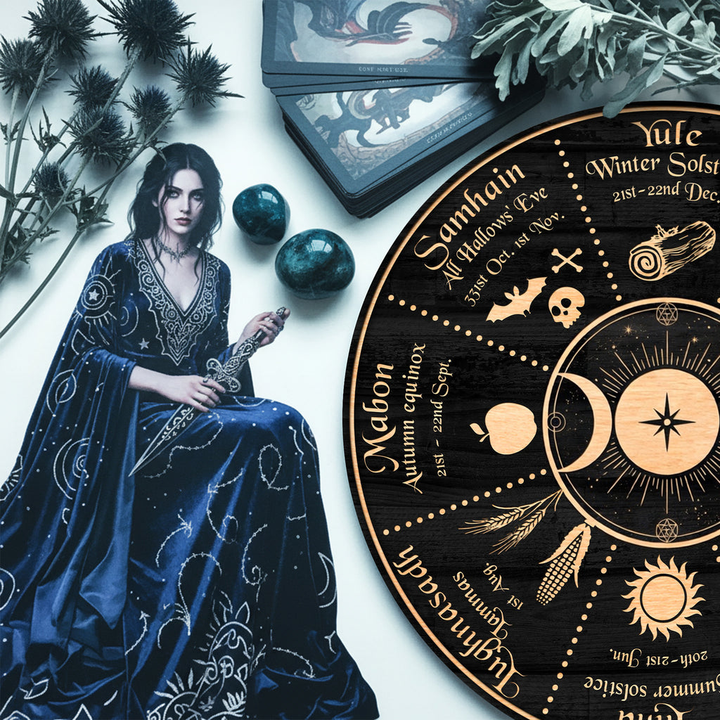 Moon Symbol Wheel of the Year Wooden Pagan Wall Art