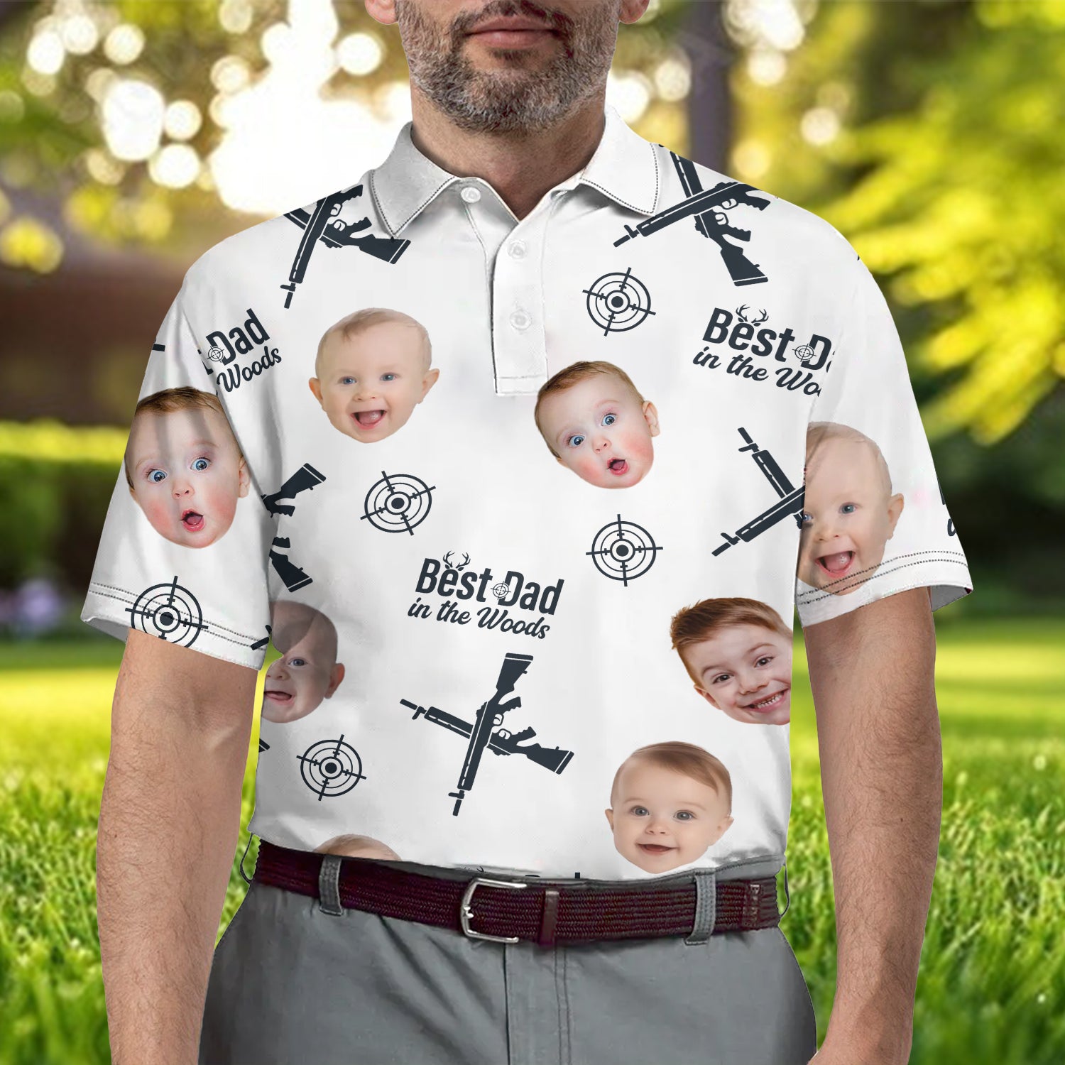 Best Dad in the Woods - Personalized Photo Polo Shirt - Gift For Dad