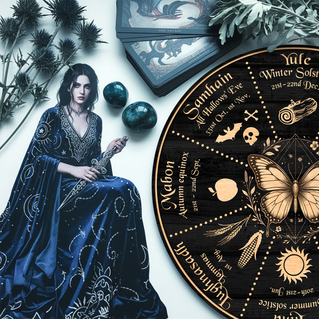 Butterfly Symbol Wheel of the Year Wooden Pagan Wall Art