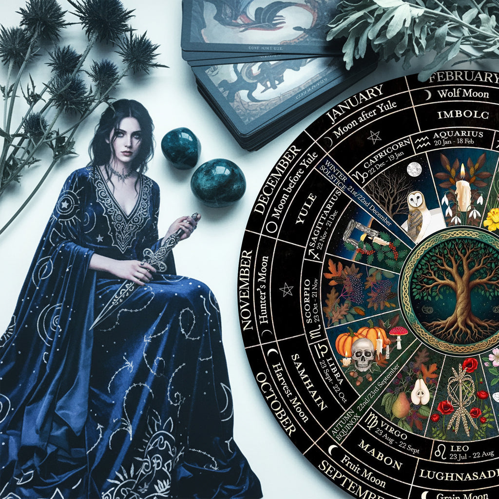 Full Seasonal Wheel of the Year Wooden Pagan Wall Decor