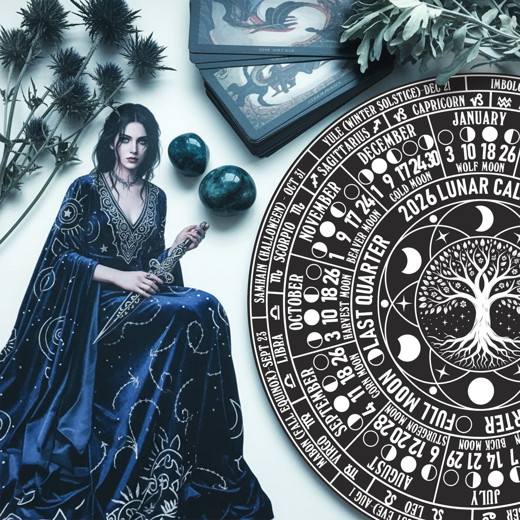 Lunar Calendar Wheel Wooden Pagan Wall Decor