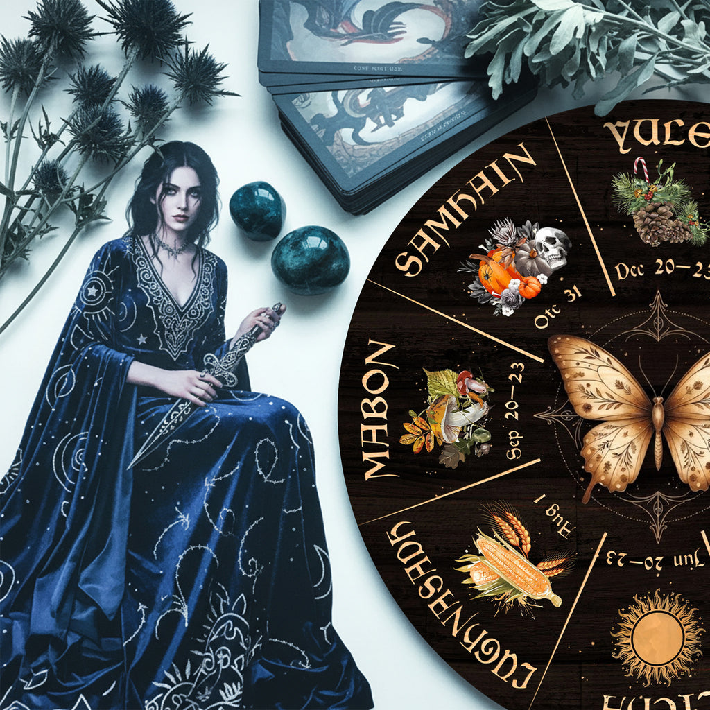Butterfly Seasonal Wheel of the Year Wooden Pagan Wall Decor