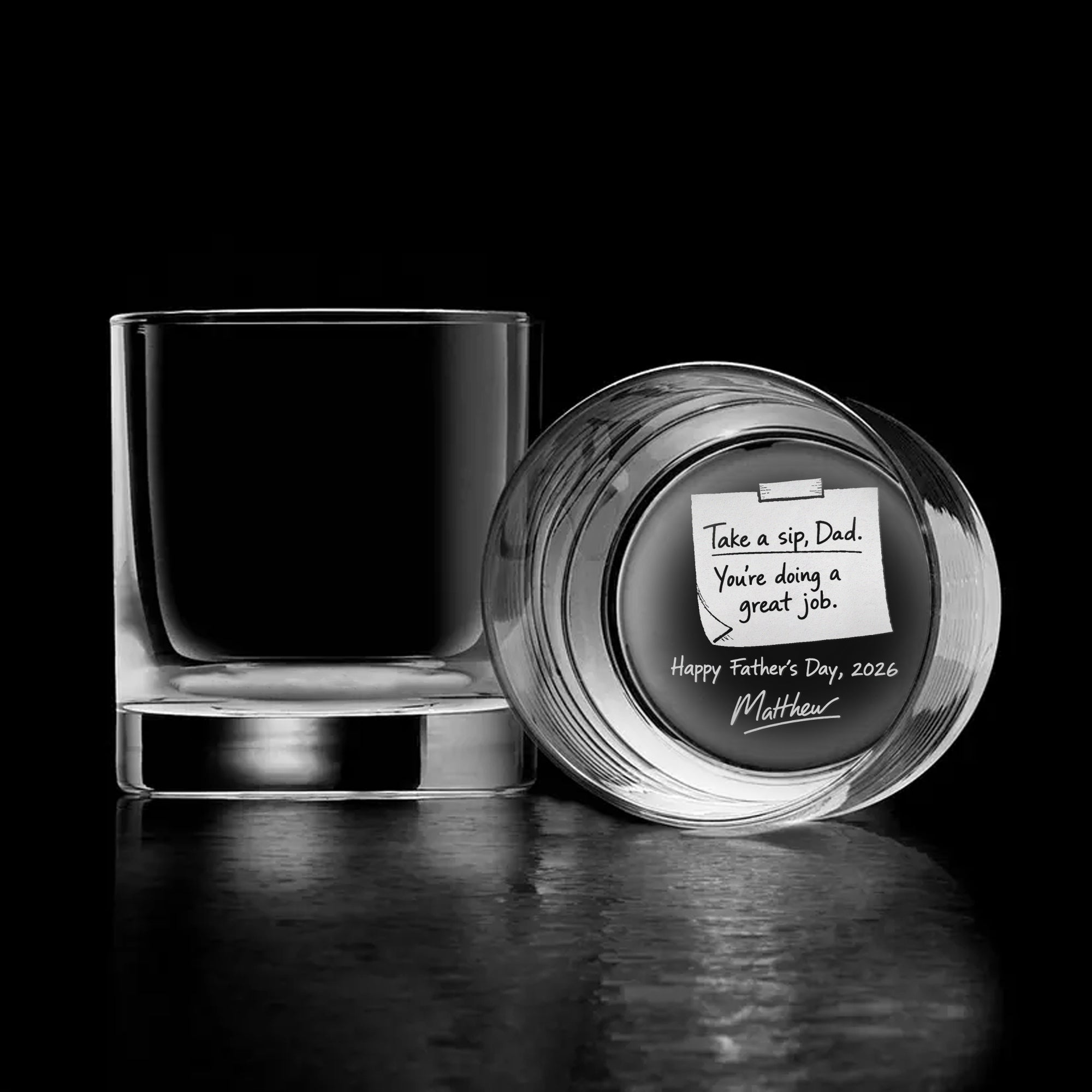 Take a Sip Dad Whiskey Glass – Personalized Father’s Day Gift