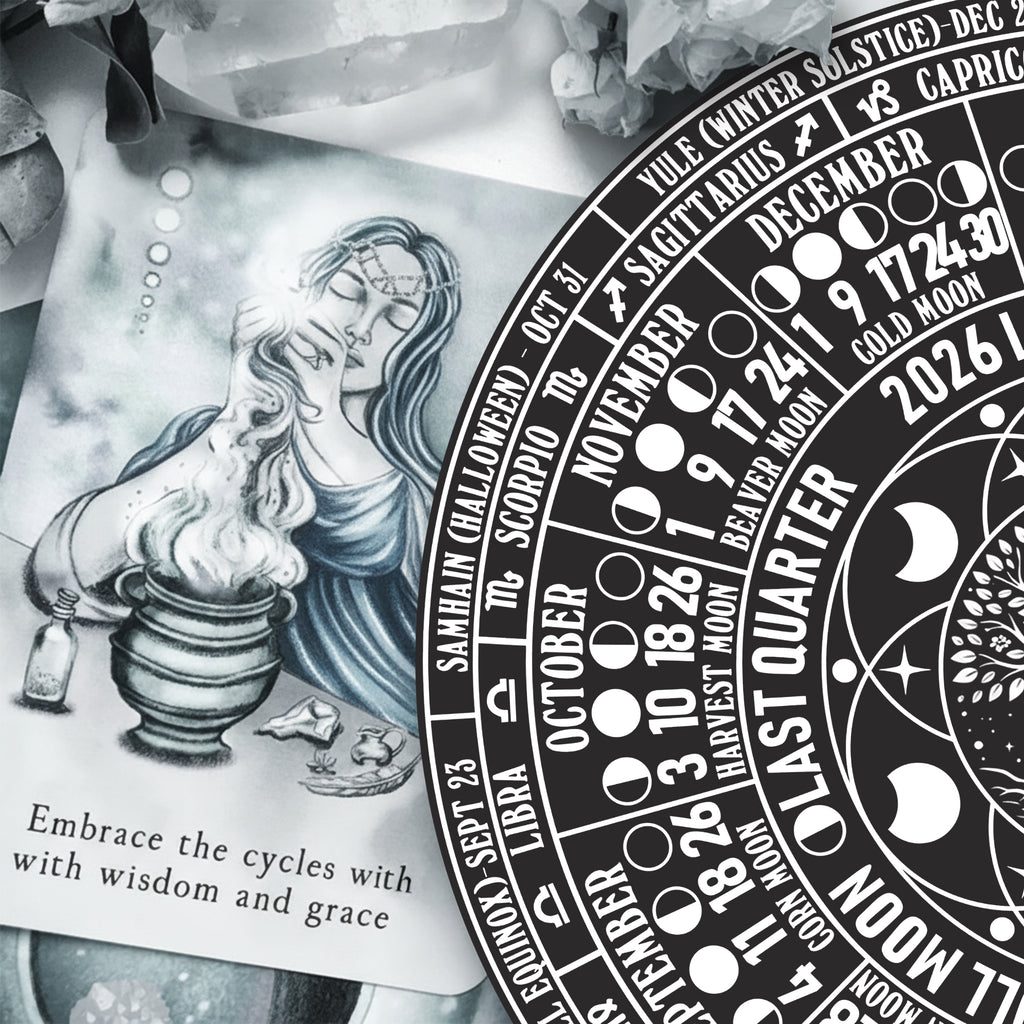 Lunar Calendar Wheel Wooden Pagan Wall Decor