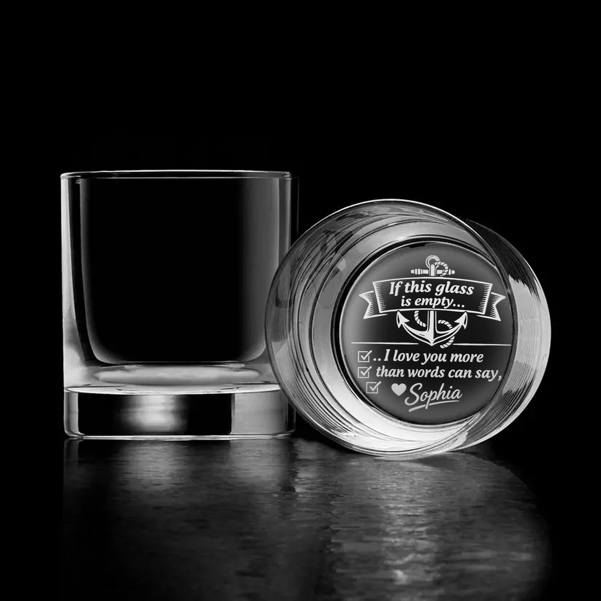 Funny Dad Whiskey Glass – “If Empty I Love You More” Gift