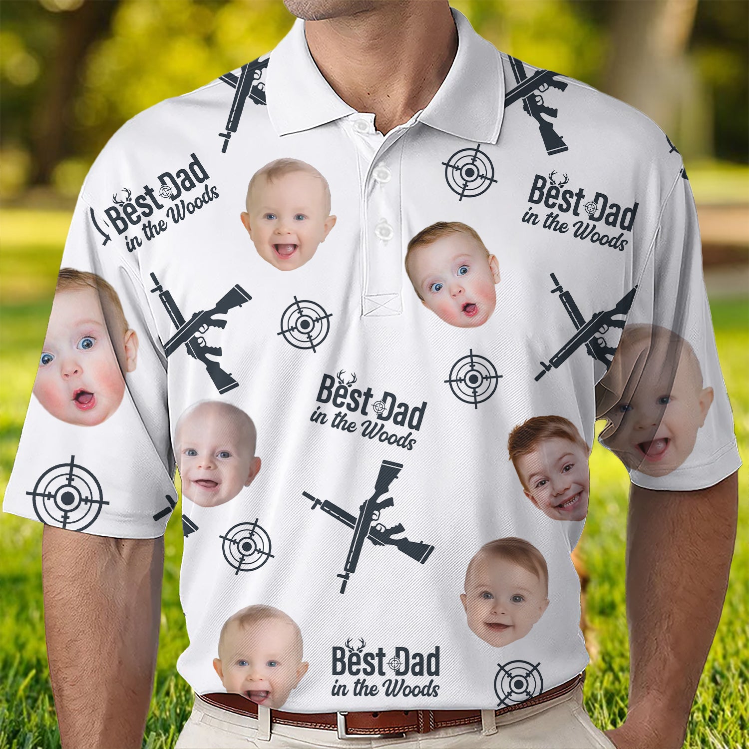 Best Dad in the Woods - Personalized Photo Polo Shirt - Gift For Dad