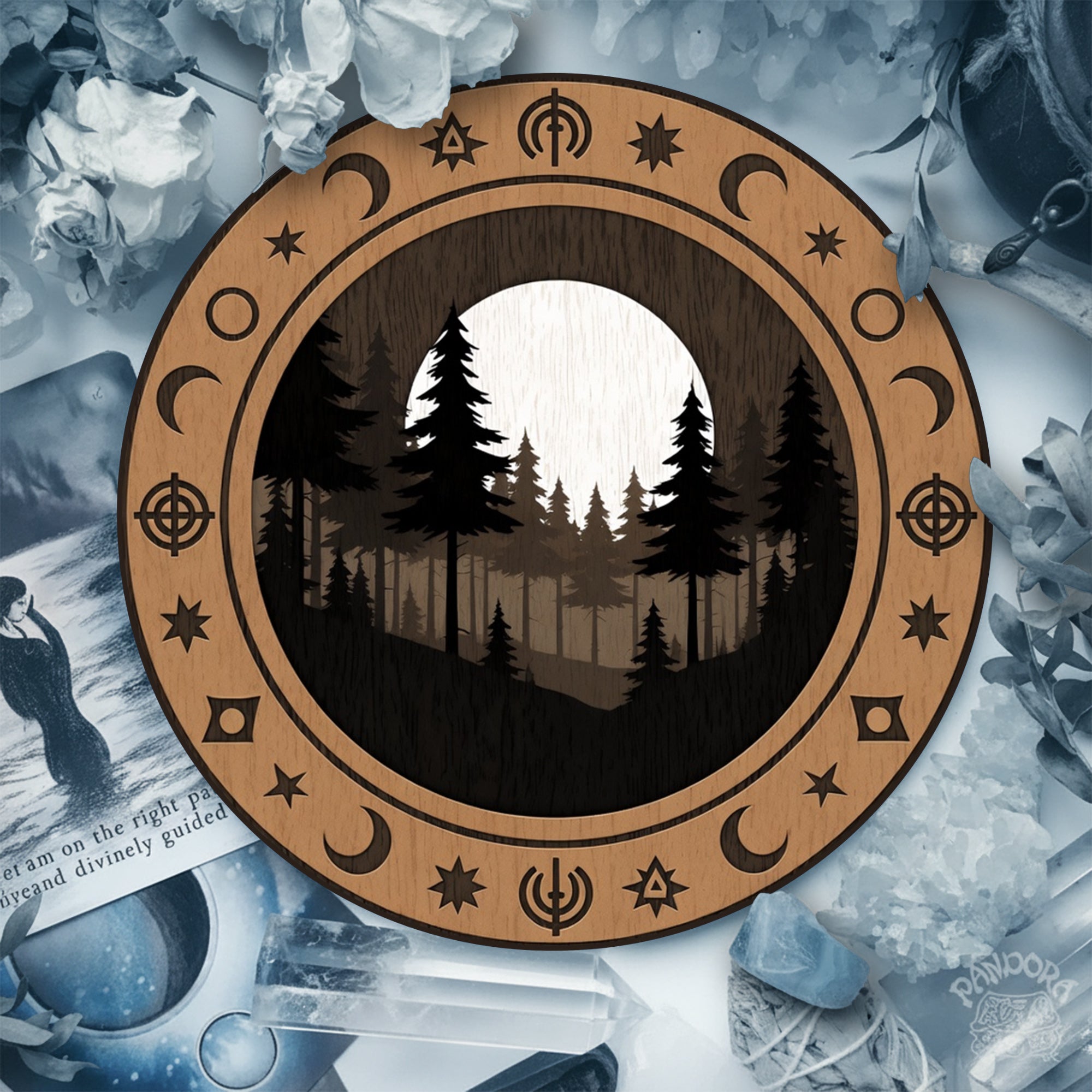 Forest Wheel of the Year Pagan Moon Calendar Wall Art