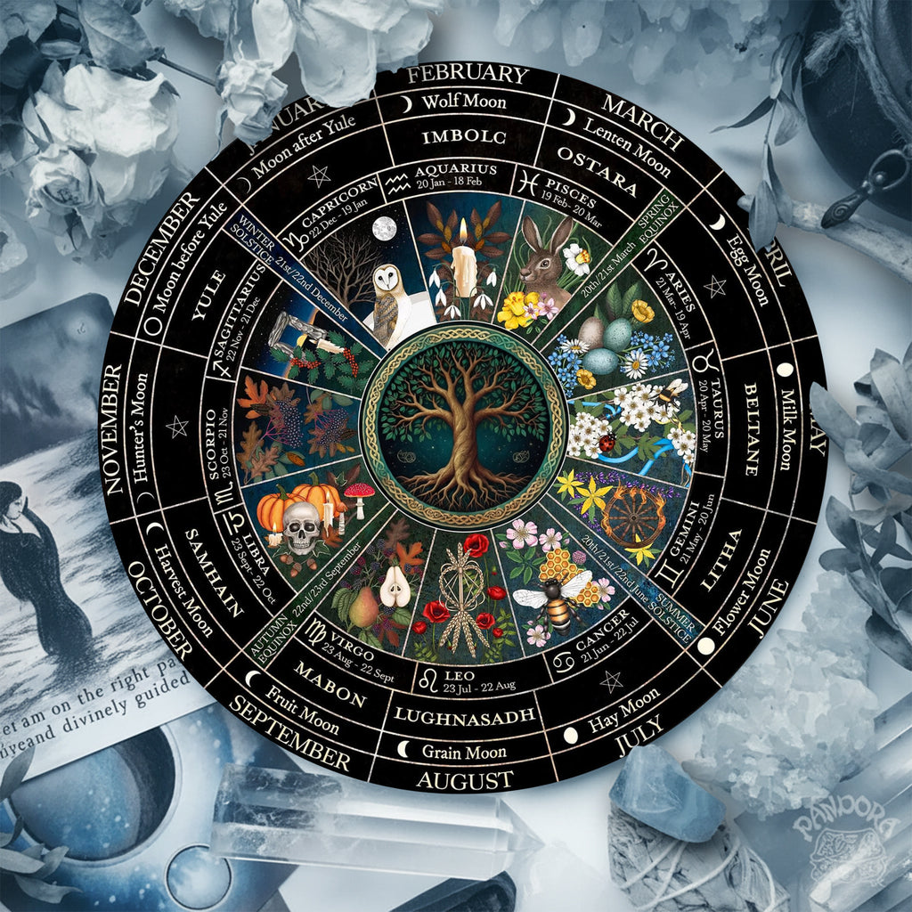 Full Seasonal Wheel of the Year Wooden Pagan Wall Decor