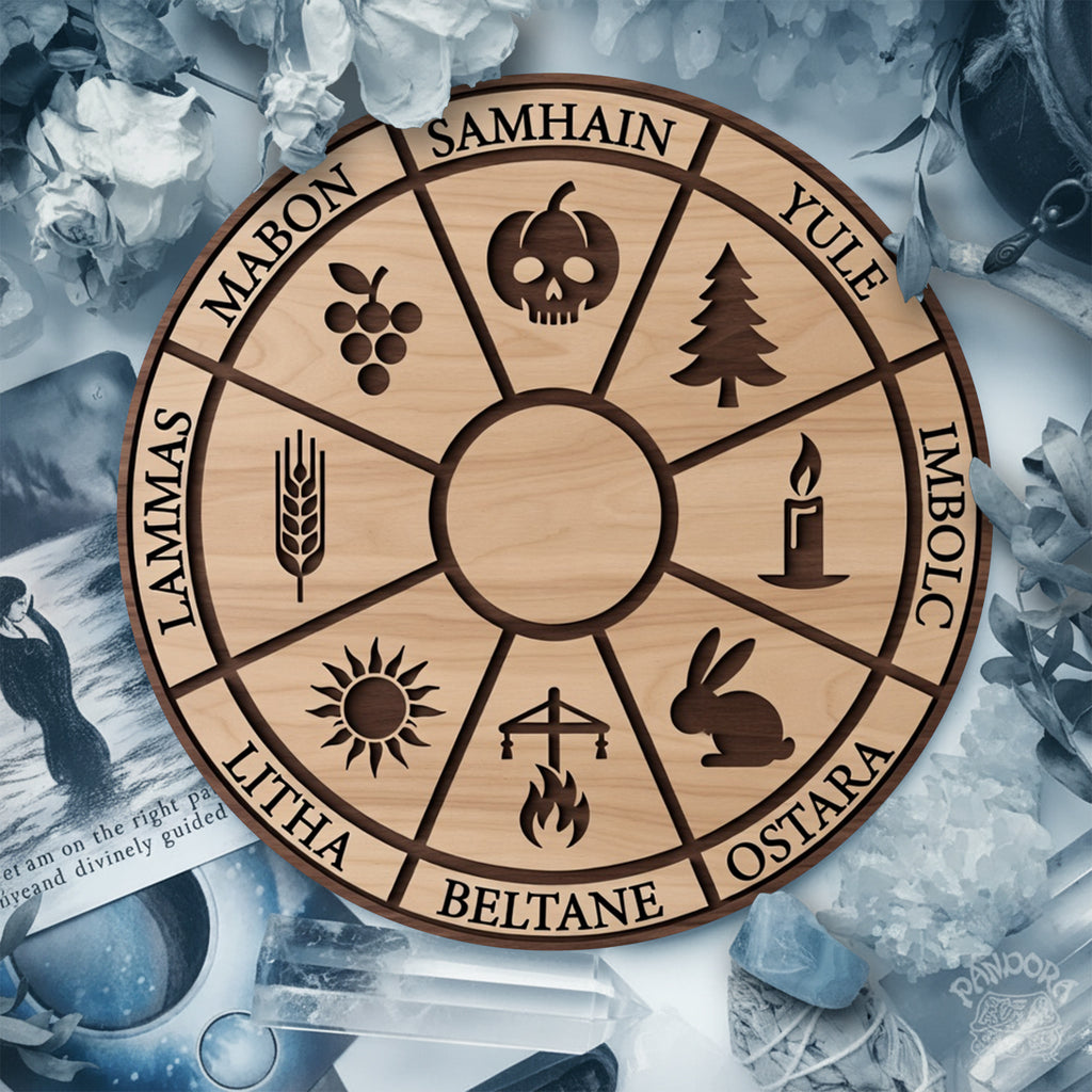 Wheel of the Year Sabbat Calendar Wooden Pagan Printable Wall Art