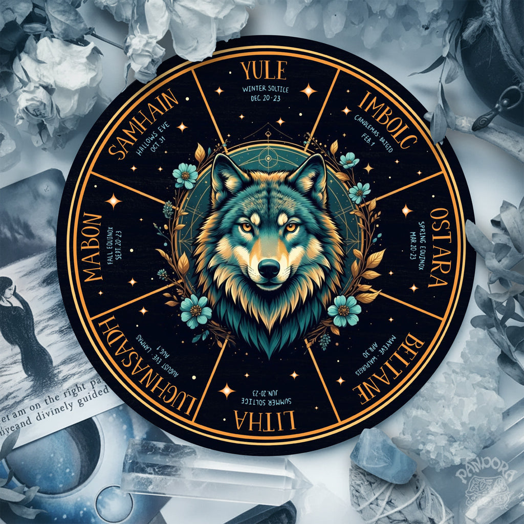 Wolf Moon Wheel of the Year Wooden Pagan Wall Decor
