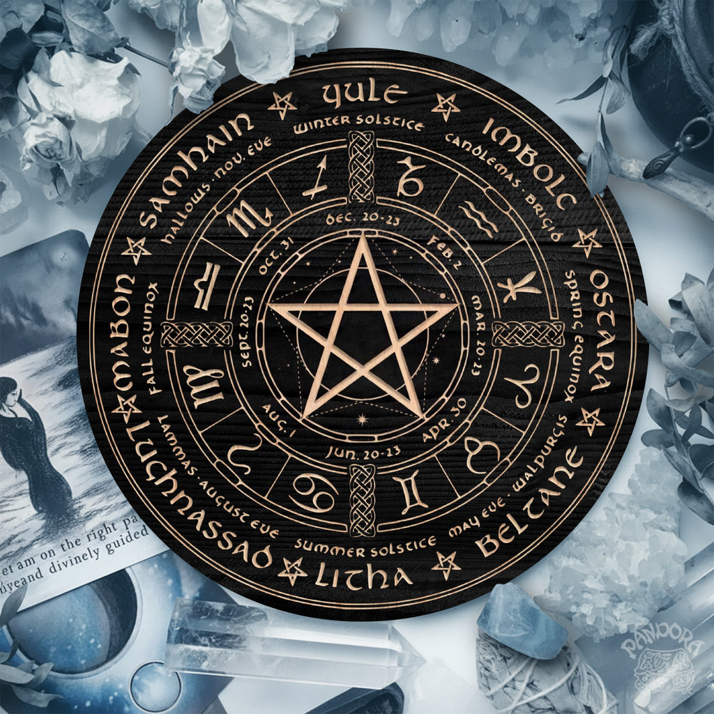 Zodiac Wheel of the Year Wooden Pagan Wall Art