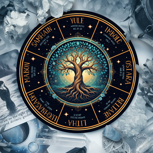 Blue Tree Wheel of the Year Wooden Pagan Wall Art