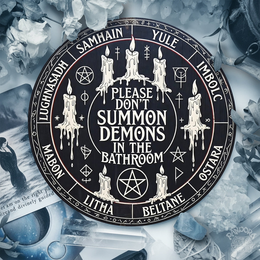 Funny Witch Wheel of the Year Wooden Pagan Wall Decor