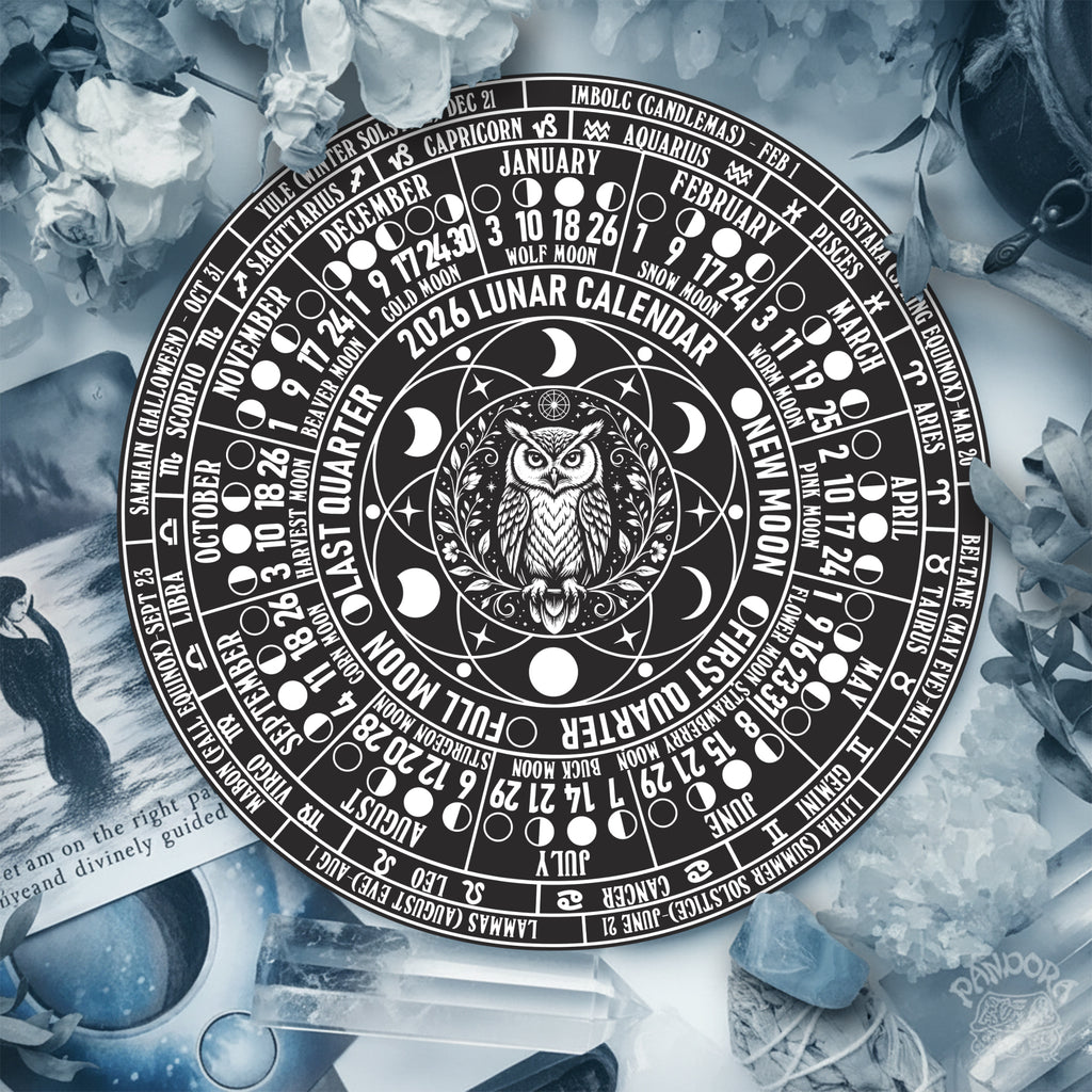 Owl Lunar Calendar Wooden Pagan Wall Art