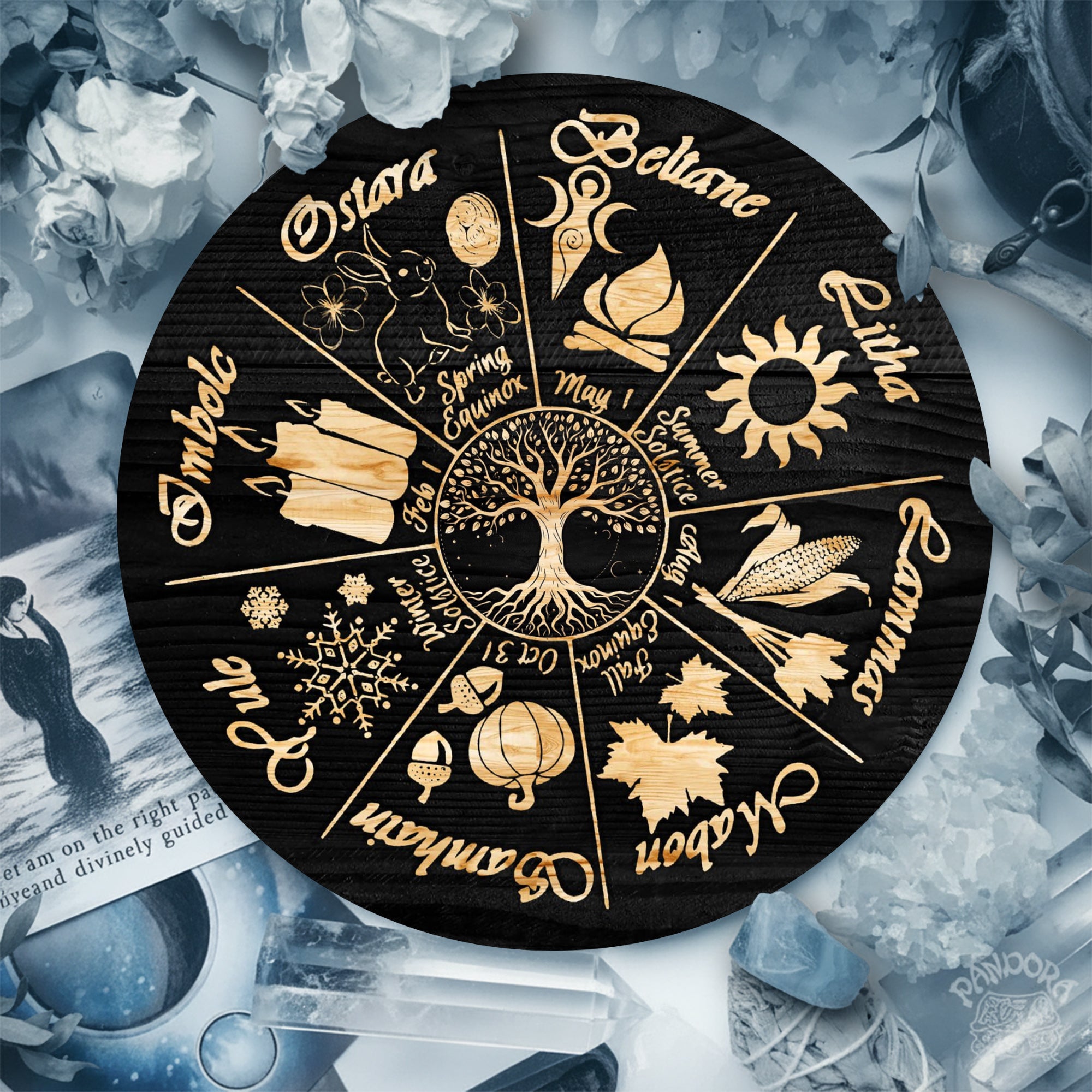 Tree Seasonal Wheel of the Year Wooden Pagan Wall Decor