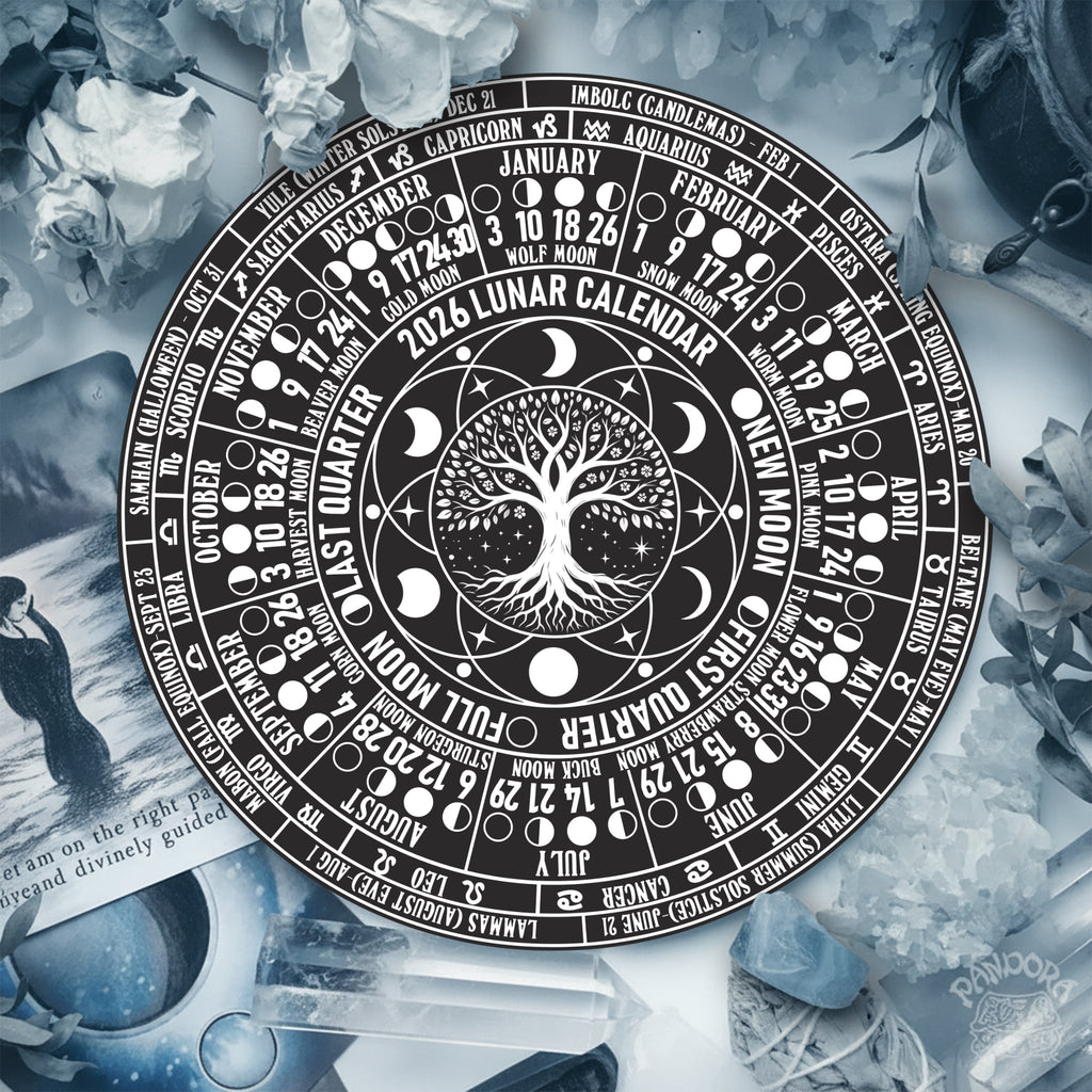 Lunar Calendar Wheel Wooden Pagan Wall Decor
