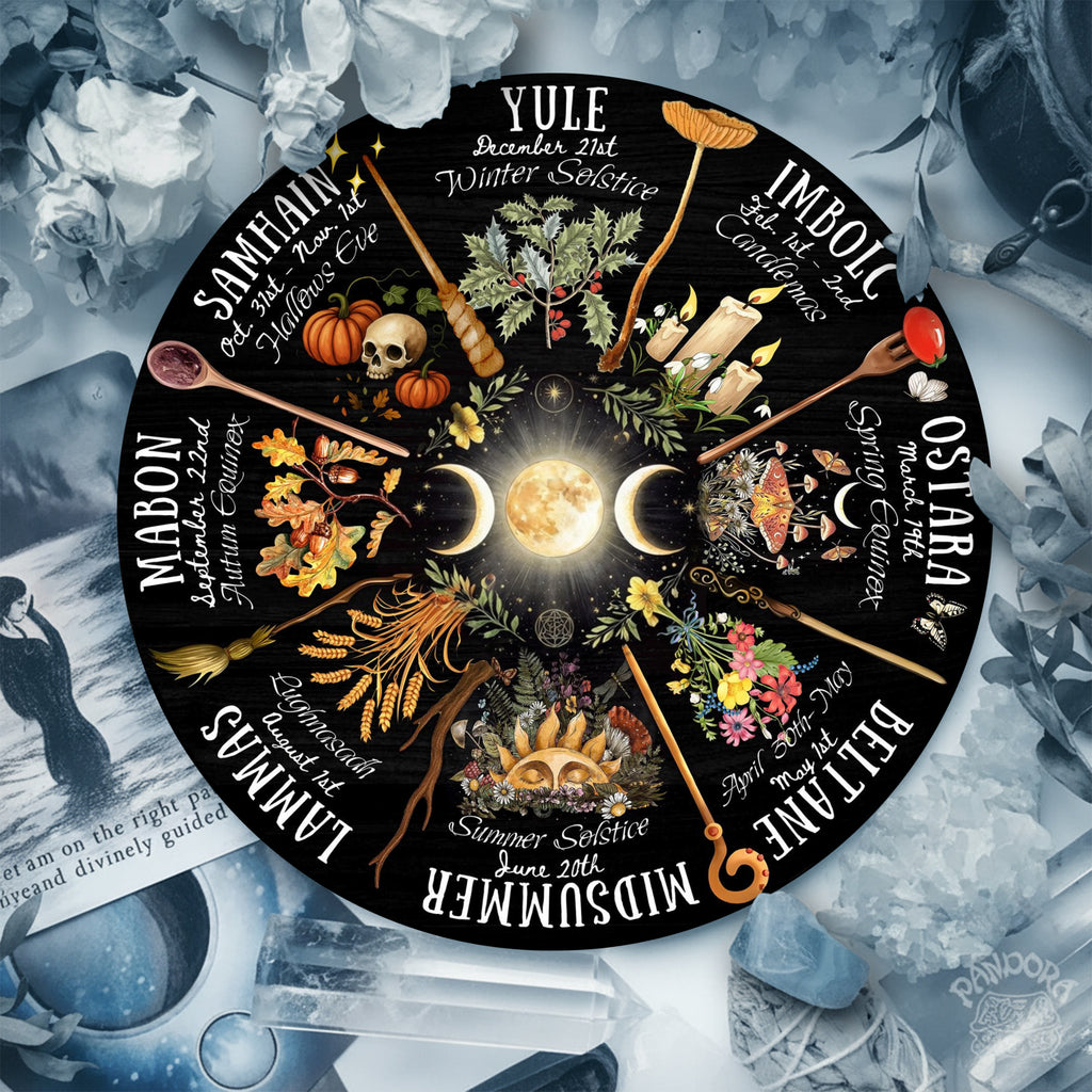 Moon Dark Seasonal Wheel of the Year Wooden Pagan Decor