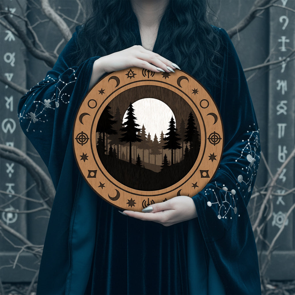 Forest Wheel of the Year Pagan Moon Calendar Wall Art