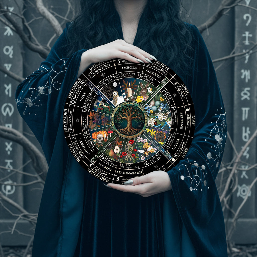 Full Seasonal Wheel of the Year Wooden Pagan Wall Decor