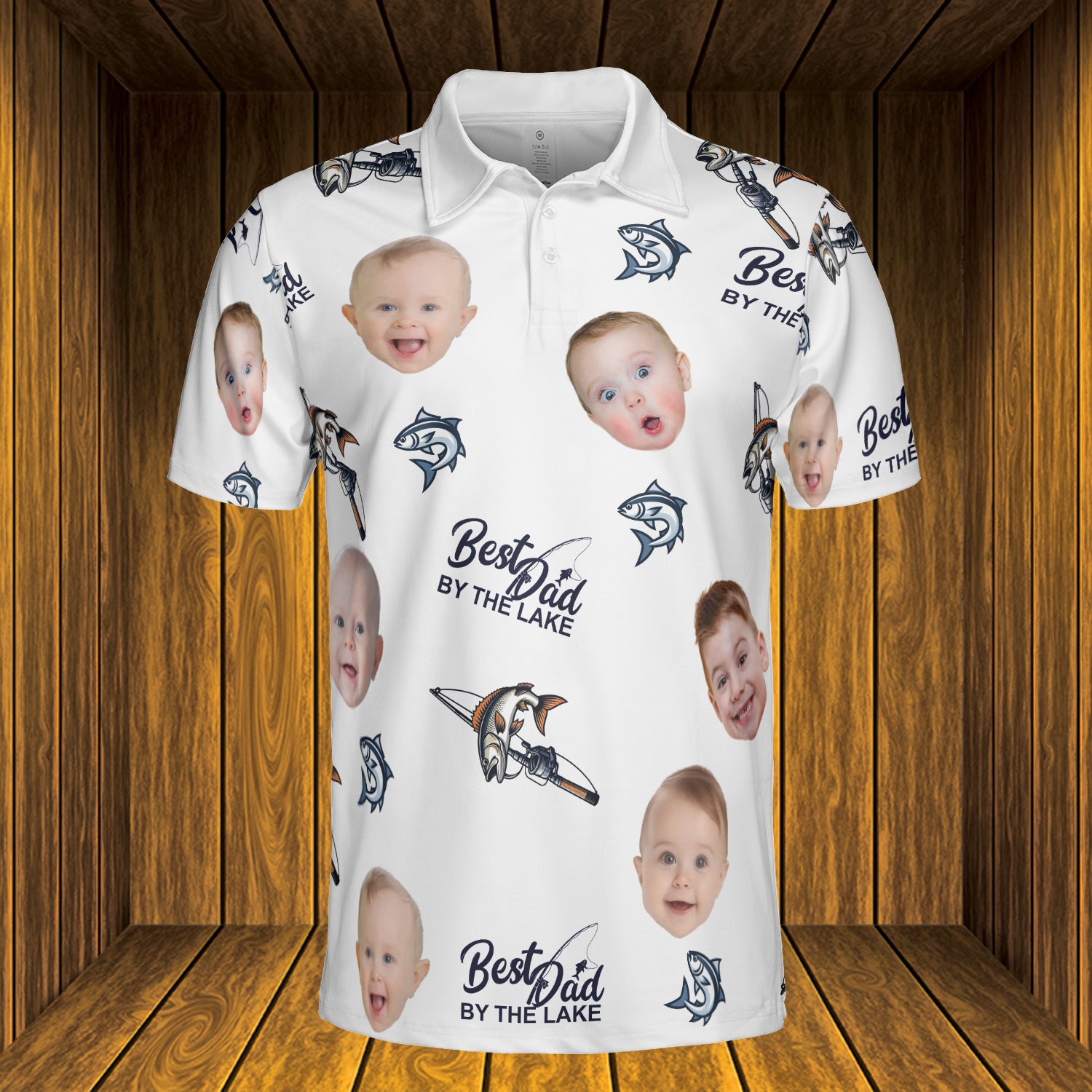 Fishing Best Dad by Lake - Personalized Photo Polo Shirt - Gift For Dad