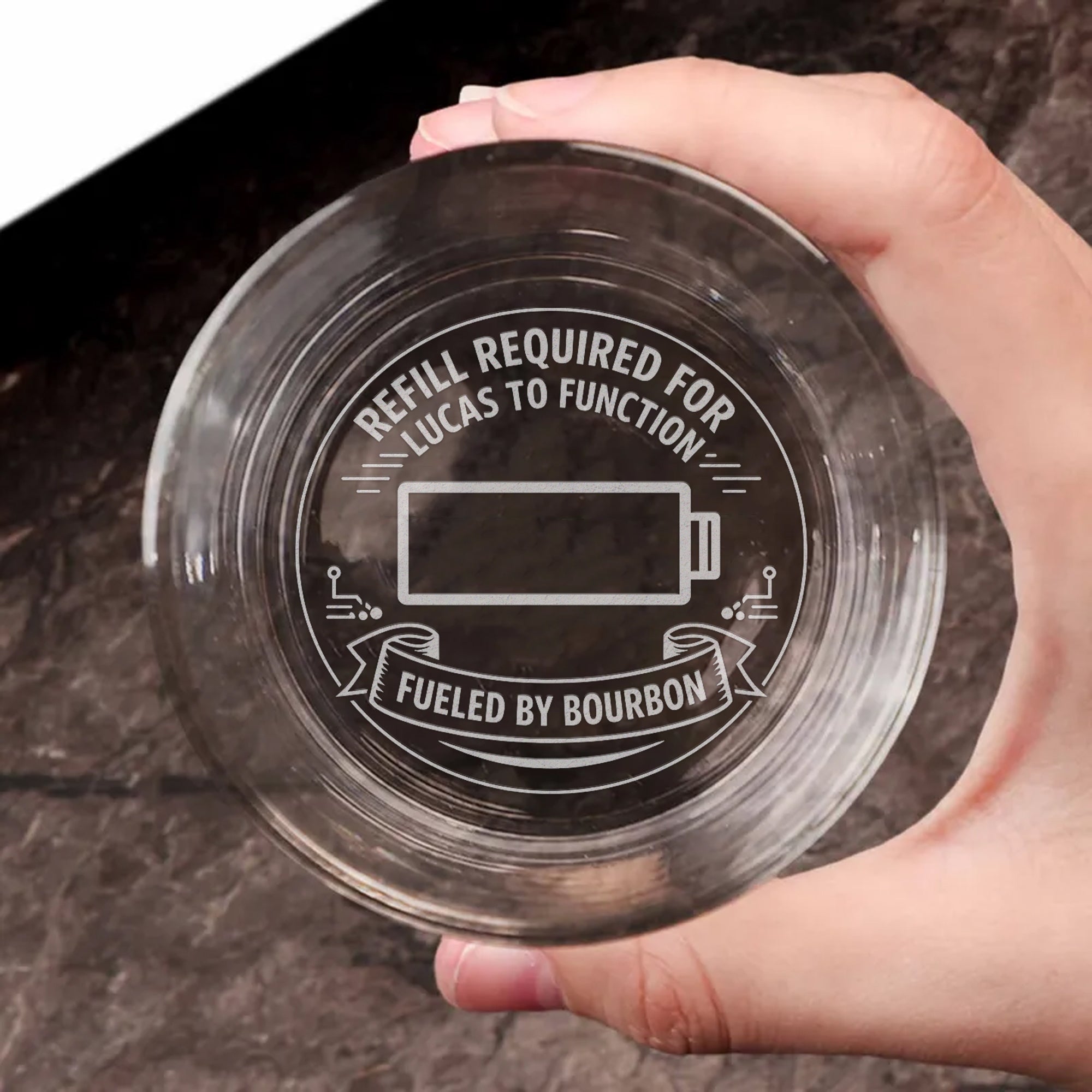 Fueled by Bourbon - 11oz Custom Whiskey Glass