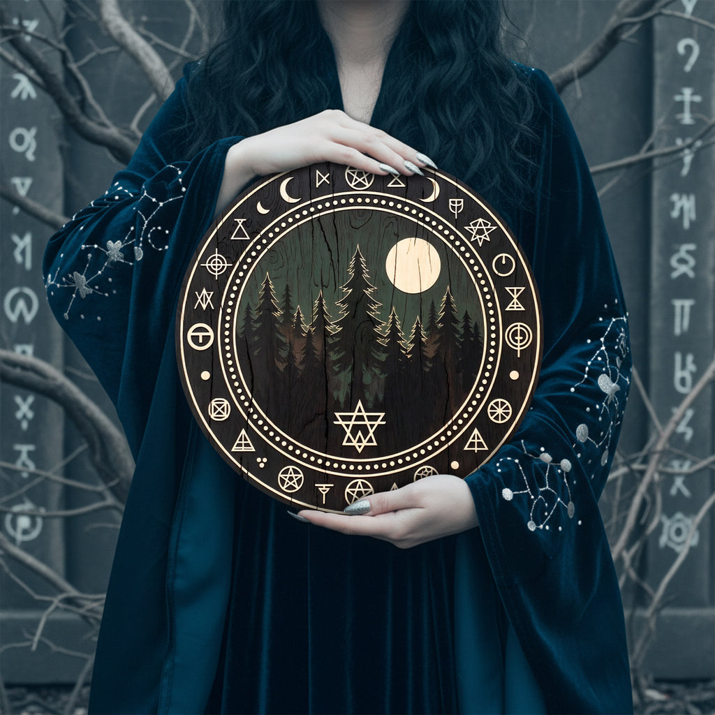Sacred Wheel of the Year Wooden Wiccan Symbol Wall Art