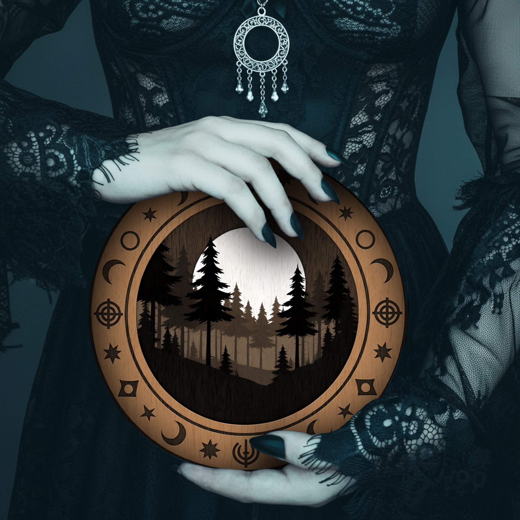 Forest Wheel of the Year Pagan Moon Calendar Wall Art