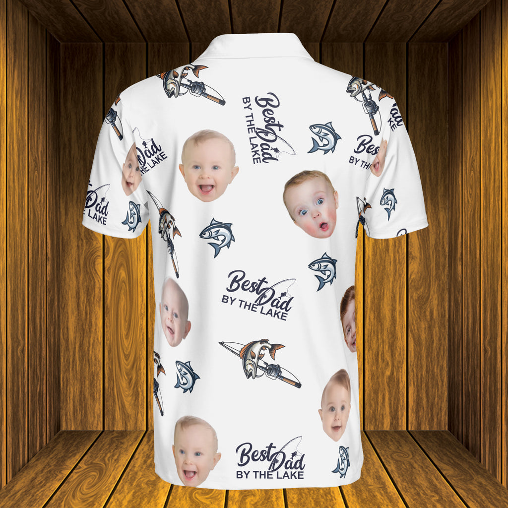 Fishing Best Dad by Lake - Personalized Photo Polo Shirt - Gift For Dad