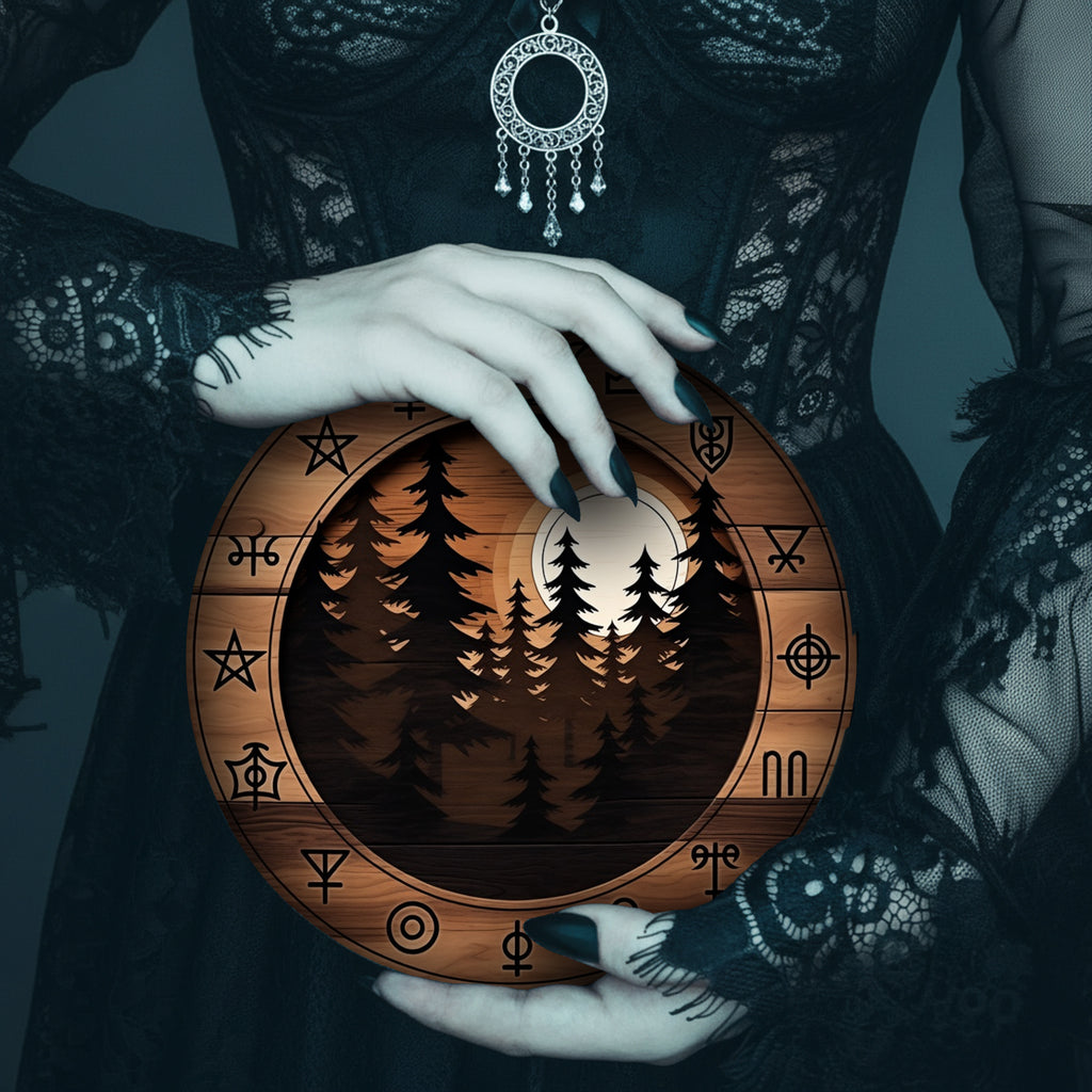 Moon Forest Wheel of the Year Wooden Pagan Wall Decor