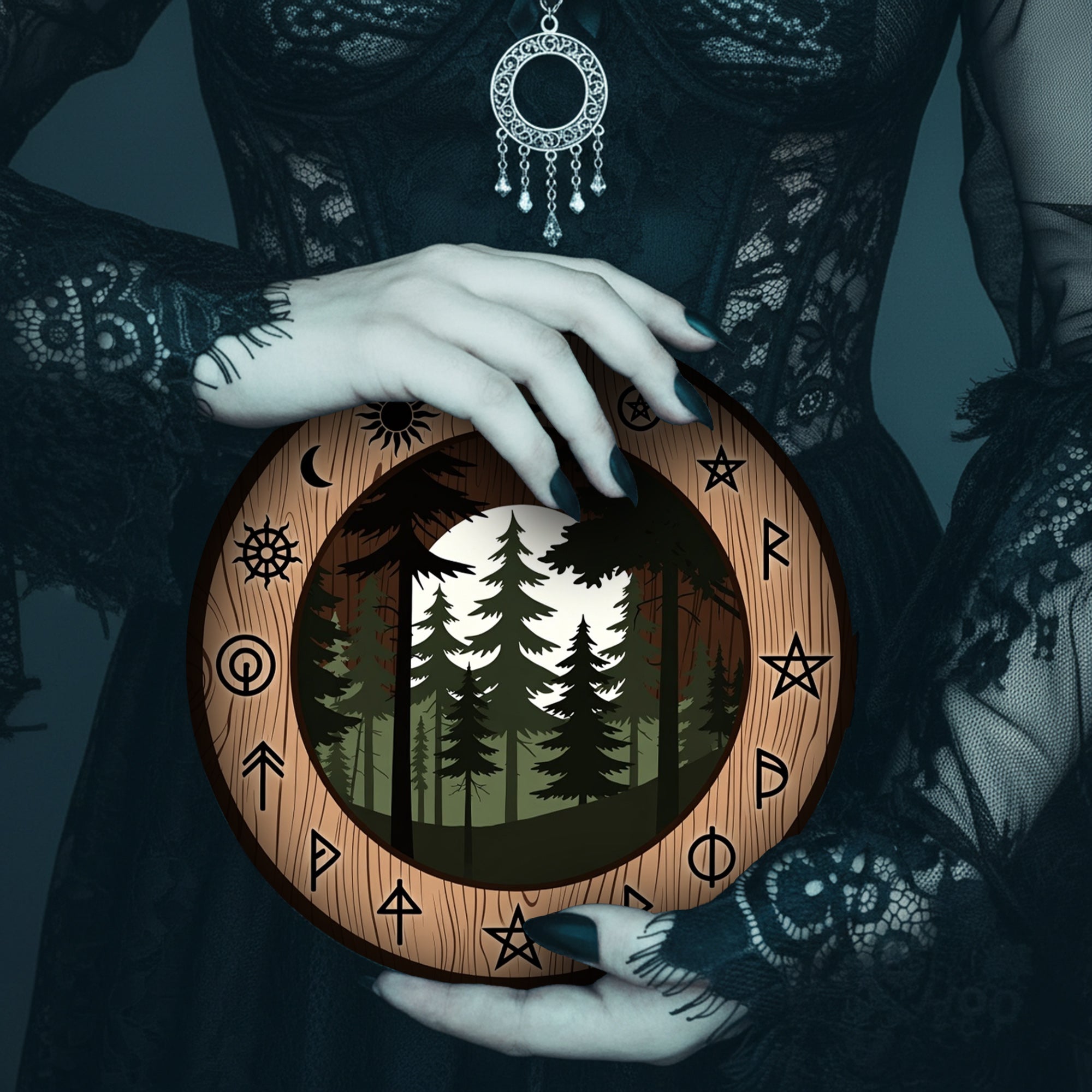 Forest Wheel of the Year Wooden Pagan Nature Wall Decor