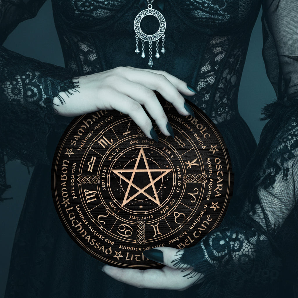 Zodiac Wheel of the Year Wooden Pagan Wall Art