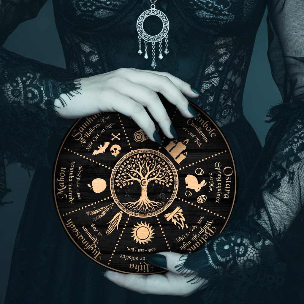 Tree Symbol Wheel of the Year Wooden Pagan Wall Decor