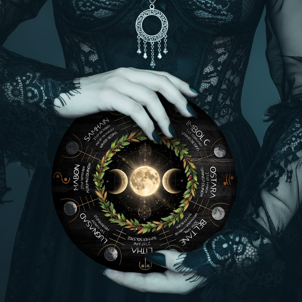 Moon Wreath Wheel of the Year Wooden Pagan Wall Decor