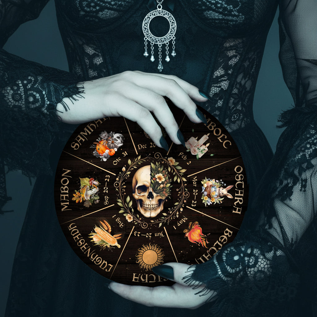 Skull Seasonal Wheel of the Year Wooden Gothic Decor