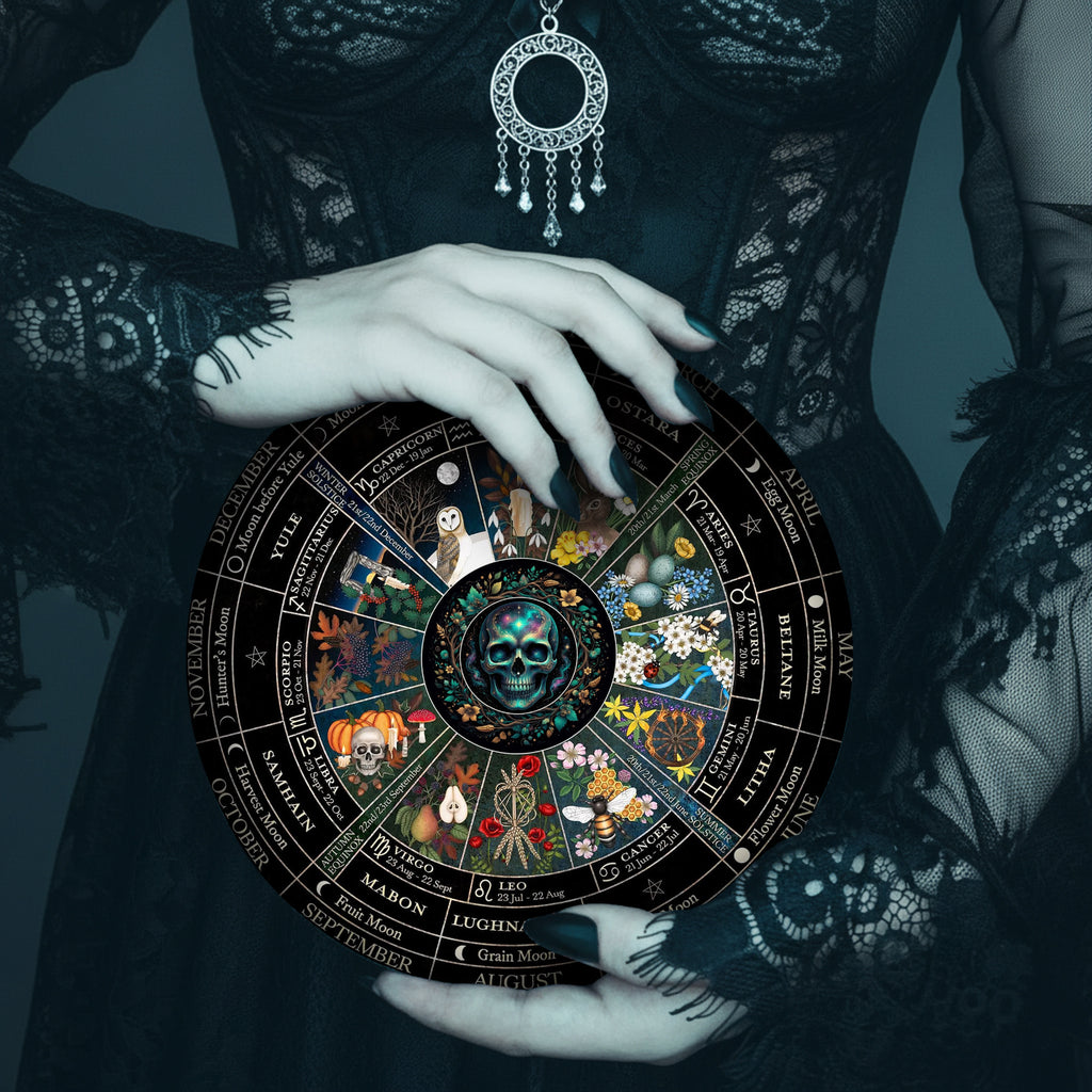 Skull Seasonal Wheel of the Year Wooden Gothic Decor