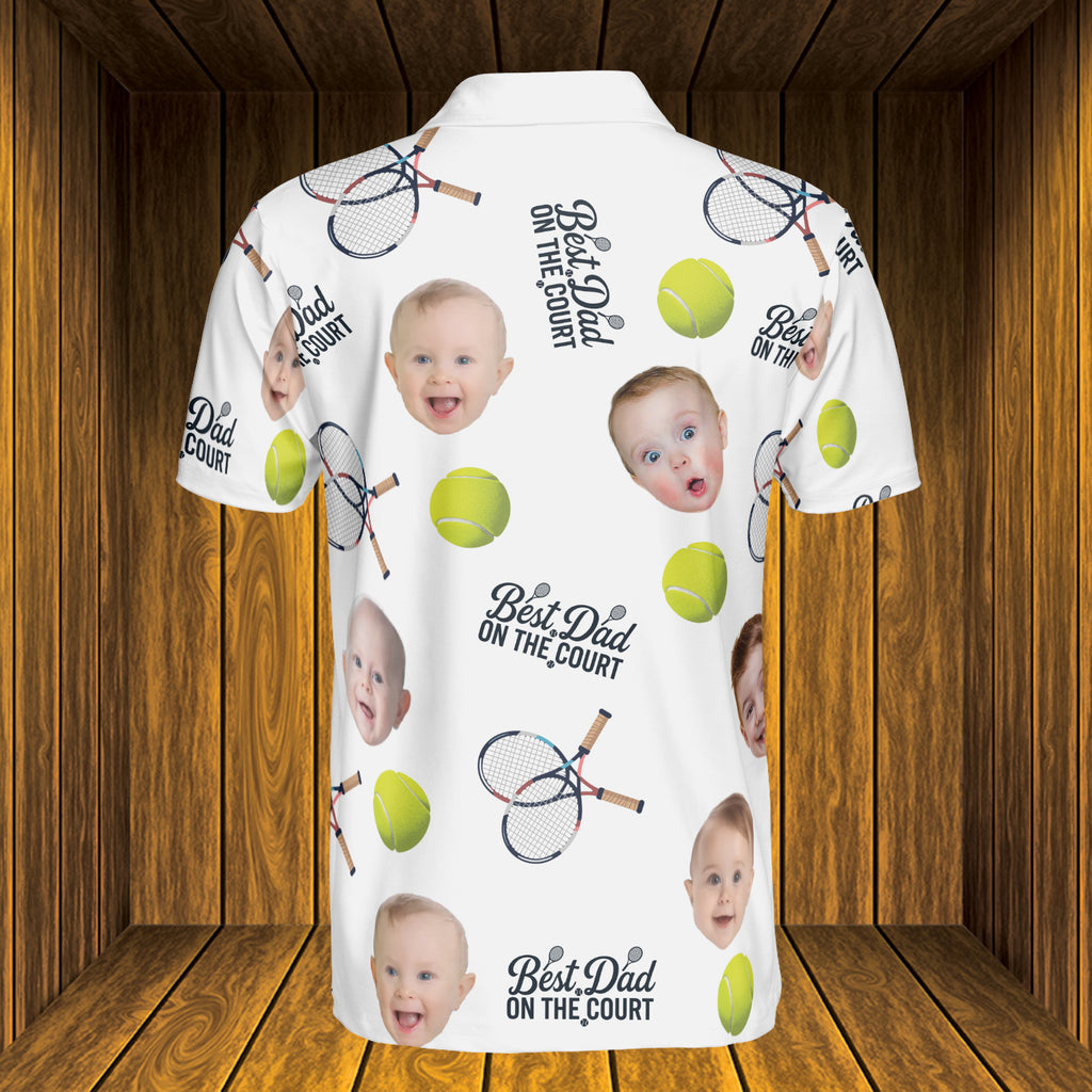 Tennis Best Dad by the Court - Personalized Photo Polo Shirt - Gift For Dad