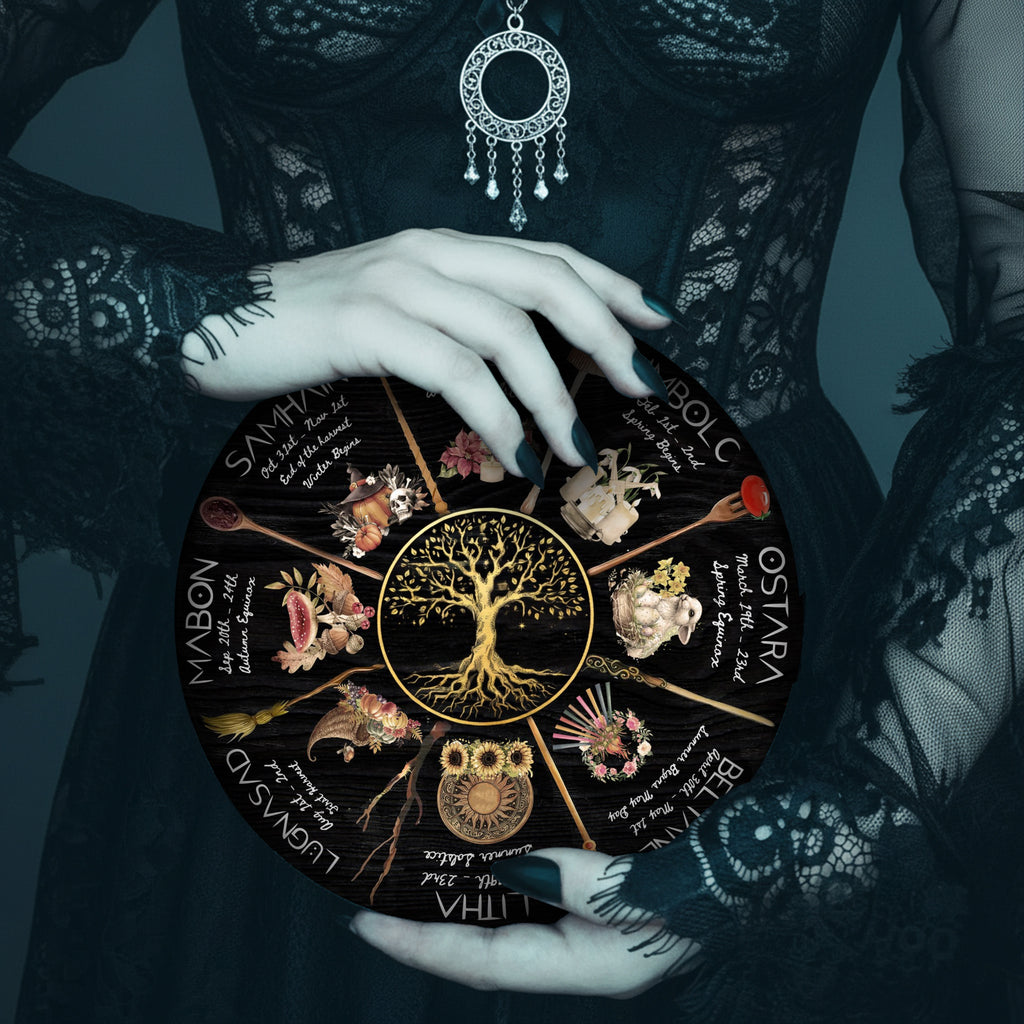 Herbal Wheel of the Year Wooden Pagan Sabbat Wall Decor