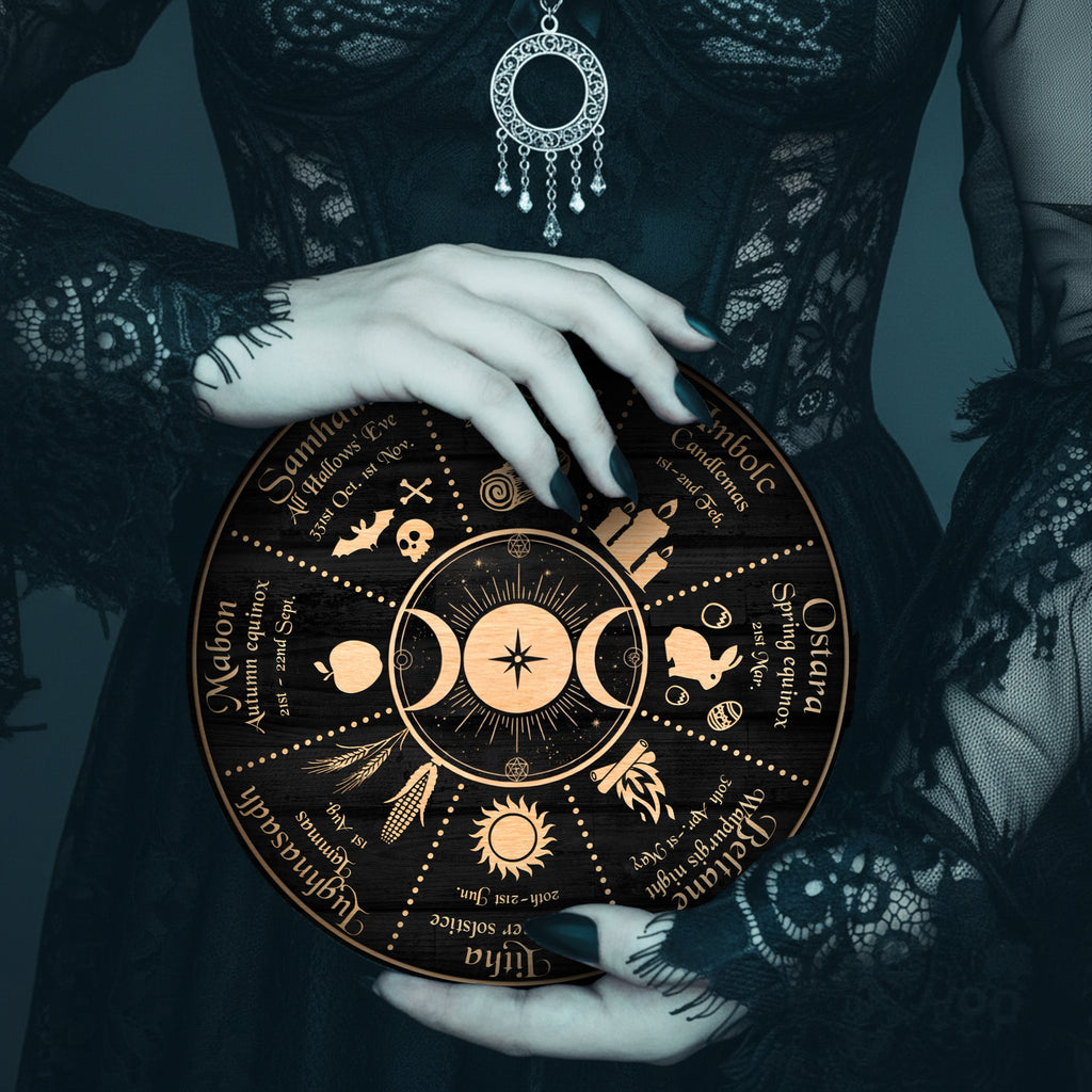 Moon Symbol Wheel of the Year Wooden Pagan Wall Art