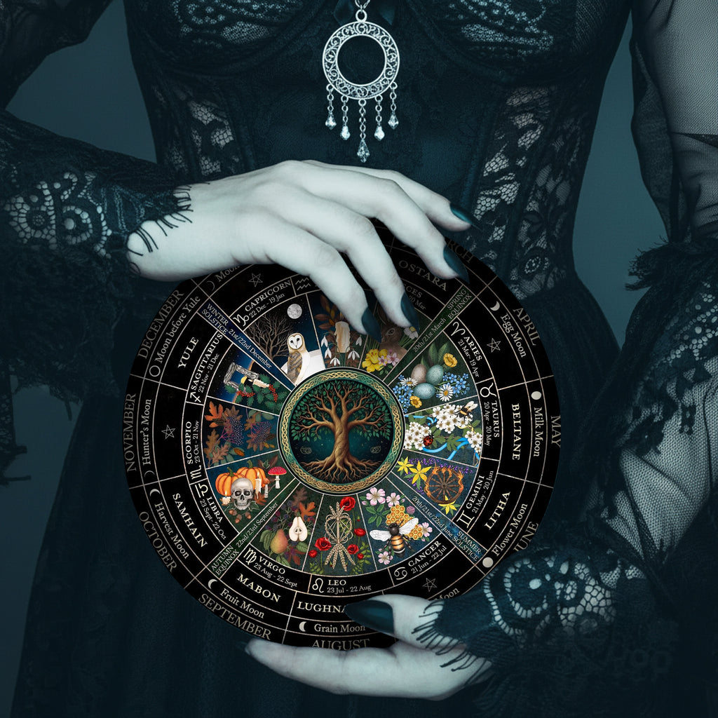 Full Seasonal Wheel of the Year Wooden Pagan Wall Decor