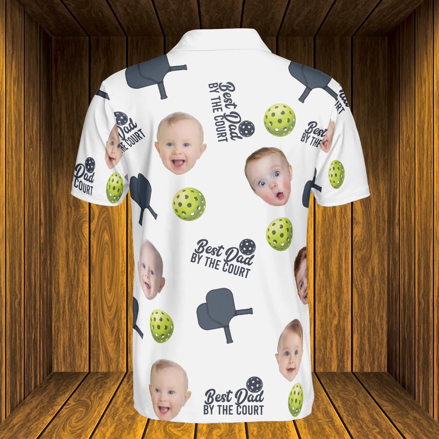 Pickleball Best Dad by the Court - Personalized Photo Polo Shirt - Gift For Dad
