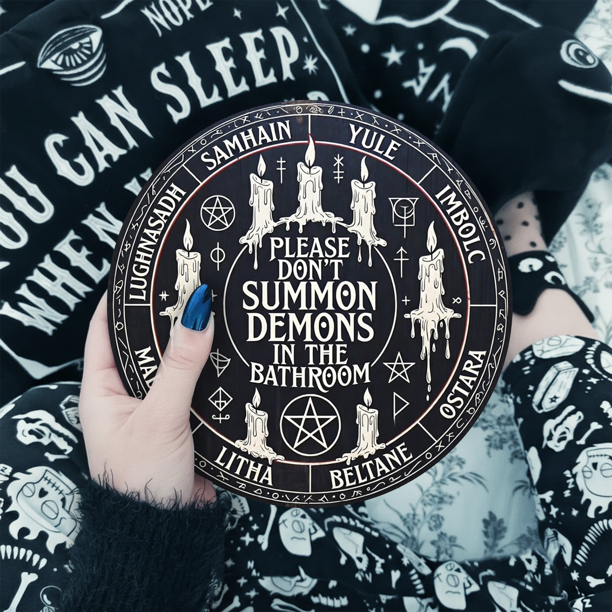 Funny Witch Wheel of the Year Wooden Pagan Wall Decor